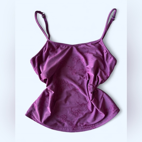 Vintage Elita Soft Purple Floral Pattern Feminine Spaghetti Strap Cami Small - Picture 9 of 9